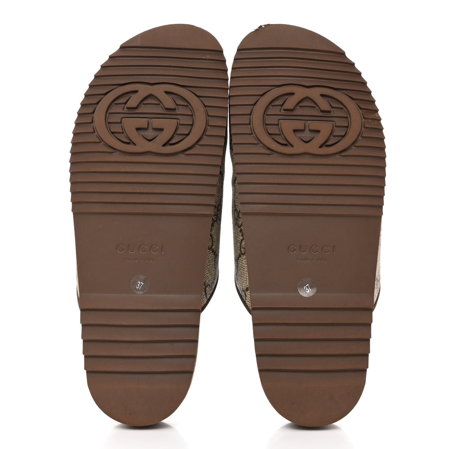 GG Supreme Monogram Miro Soft Calfskin Womens Horsebit Slippers 37 Beige Ebony New Acero