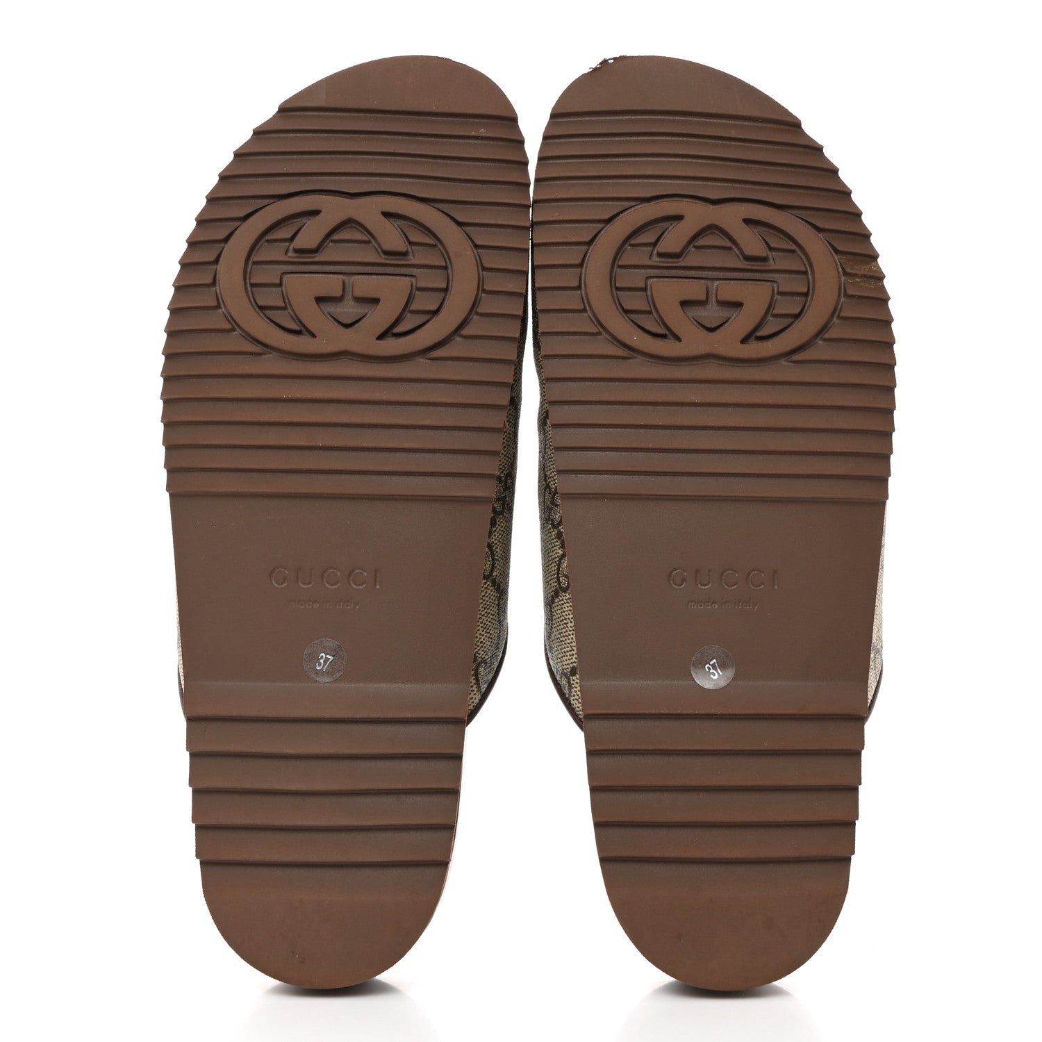Gucci GG Supreme Monogram Miro Soft Calfskin Womens Horsebit Slippers 37 Beige Ebony New Acero 5 of 9