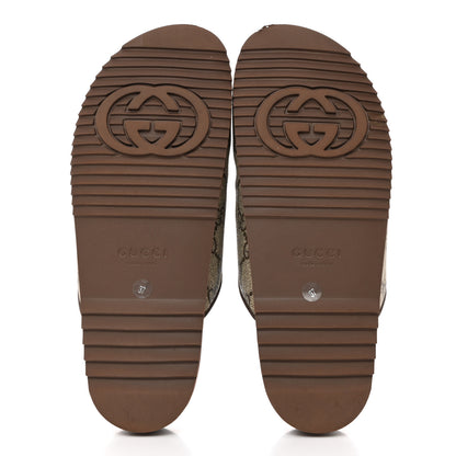 Gucci GG Supreme Monogram Miro Soft Calfskin Womens Horsebit Slippers 37 Beige Ebony New Acero 5 of 9