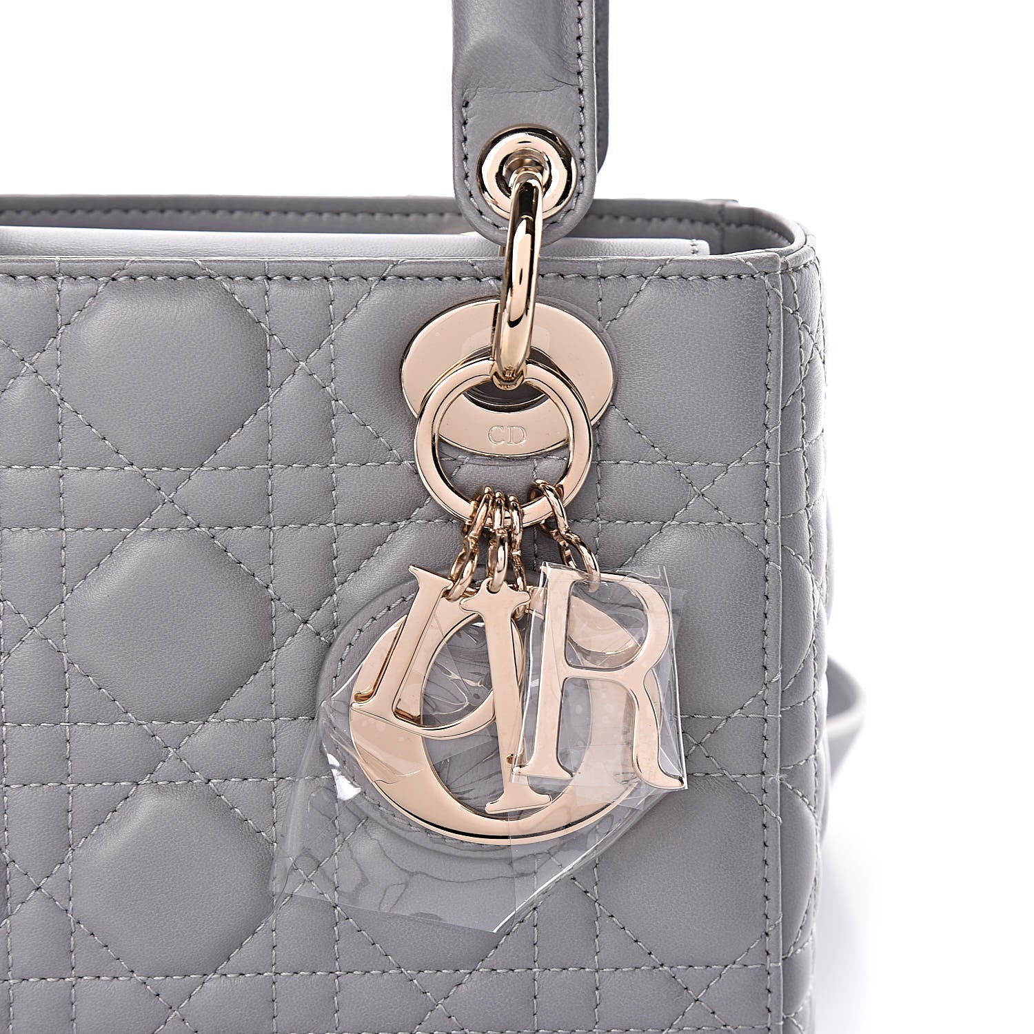 Christian Dior Lambskin Cannage Small Lucky Badges My Lady Dior Grey 9 of 10
