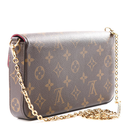 Louis Vuitton Monogram Pochette Felicie Chain Wallet Fuchsia 2 of 11