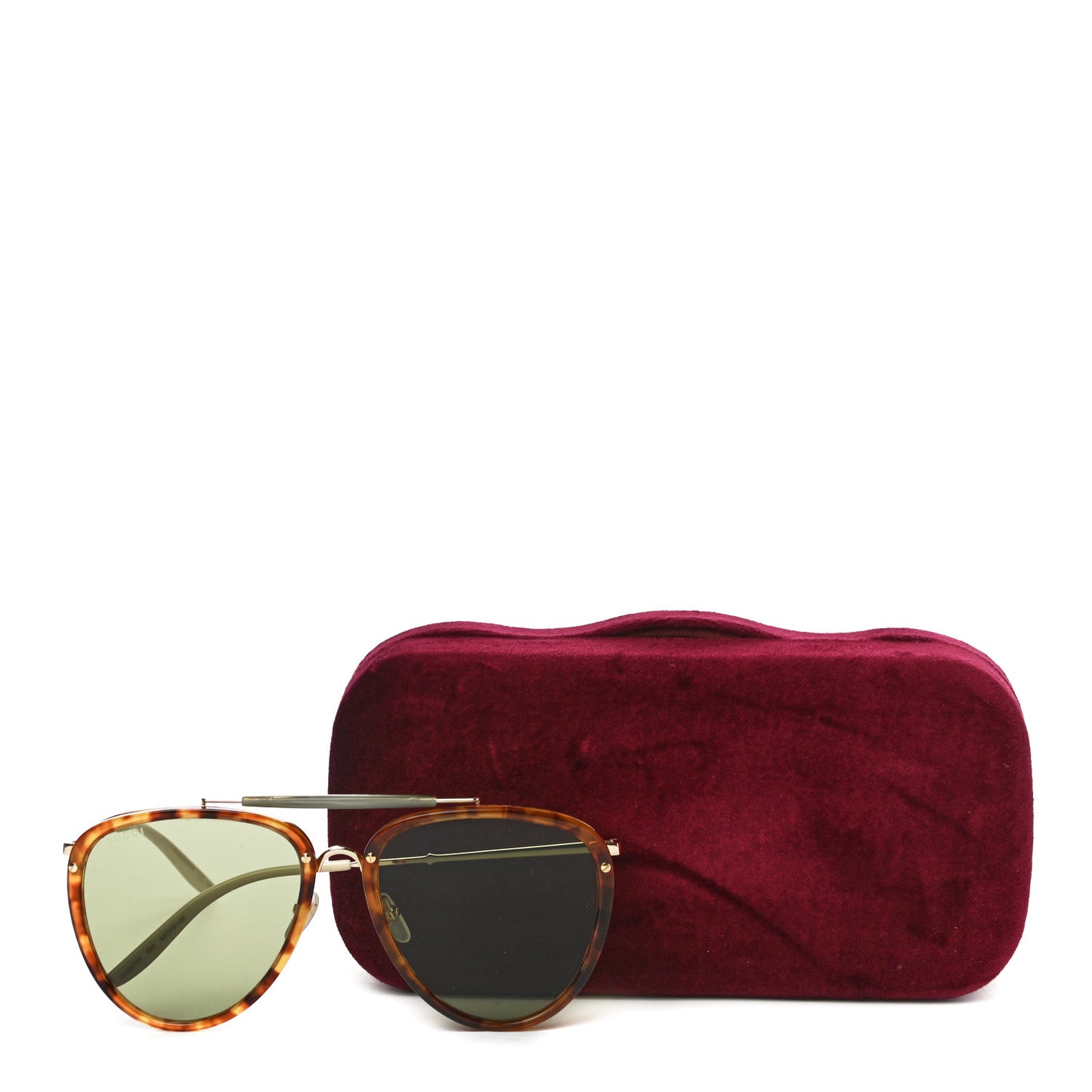 Aviator Sunglasses GG0672S Havana Gold Green