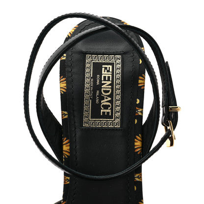 Fendi X VERSACE Silk Calfskin Fendace Fendi First 95mm Slingback Sandals 37 Tobacco Black Gold 7 of 7