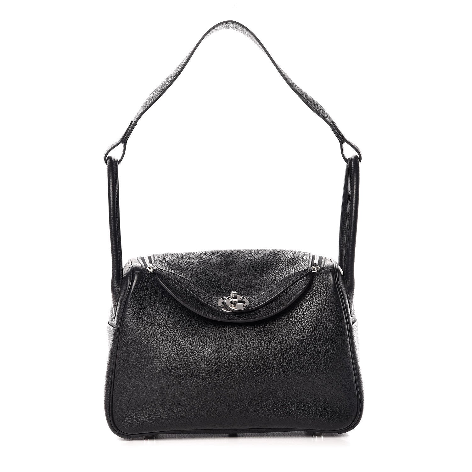 Hermes Taurillon Clemence Lindy 26 Black 1 of 12