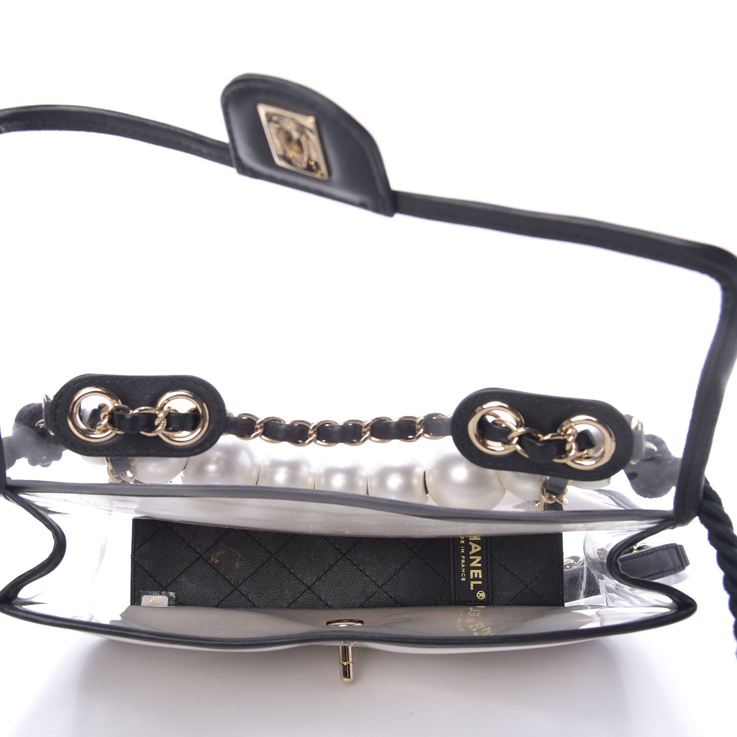 Chanel Lambskin PVC Sand By The Sea Flap With Pearl Strap Black 5 of 10