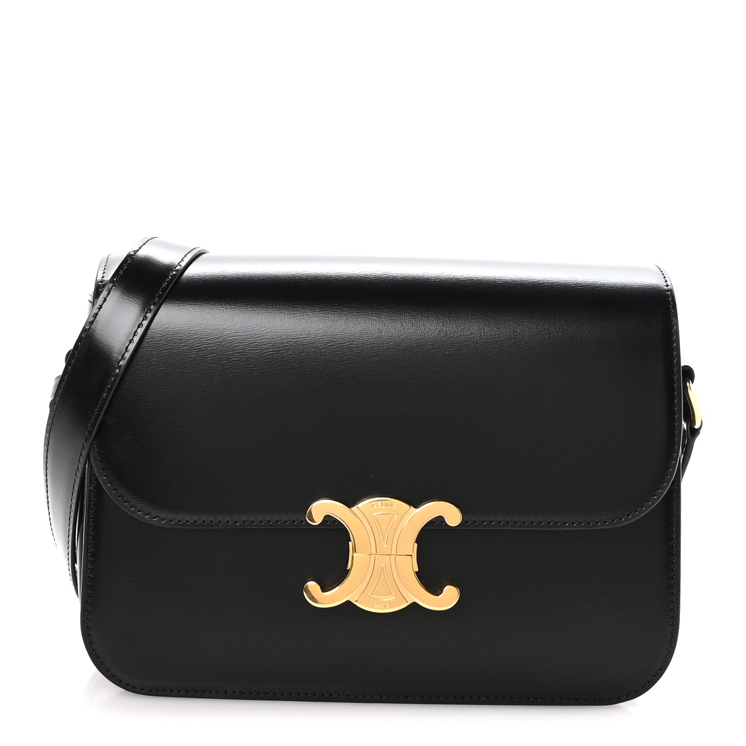 Celine Shiny Calfskin Medium Triomphe Black 1 of 13