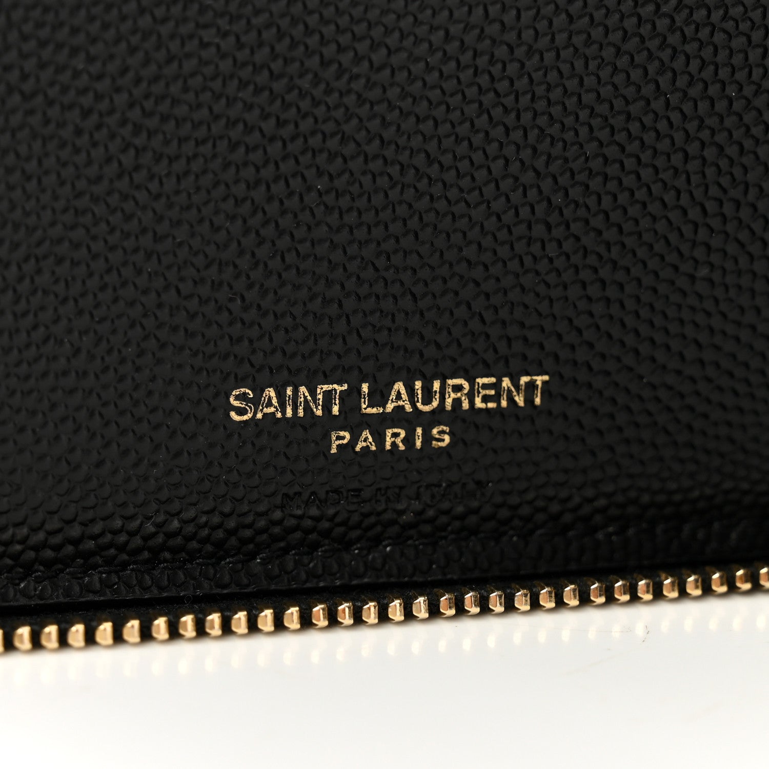 Saint Laurent Grain De Poudre Matelasse Chevron Monogram Compact Zip Around Wallet Black 6 of 9