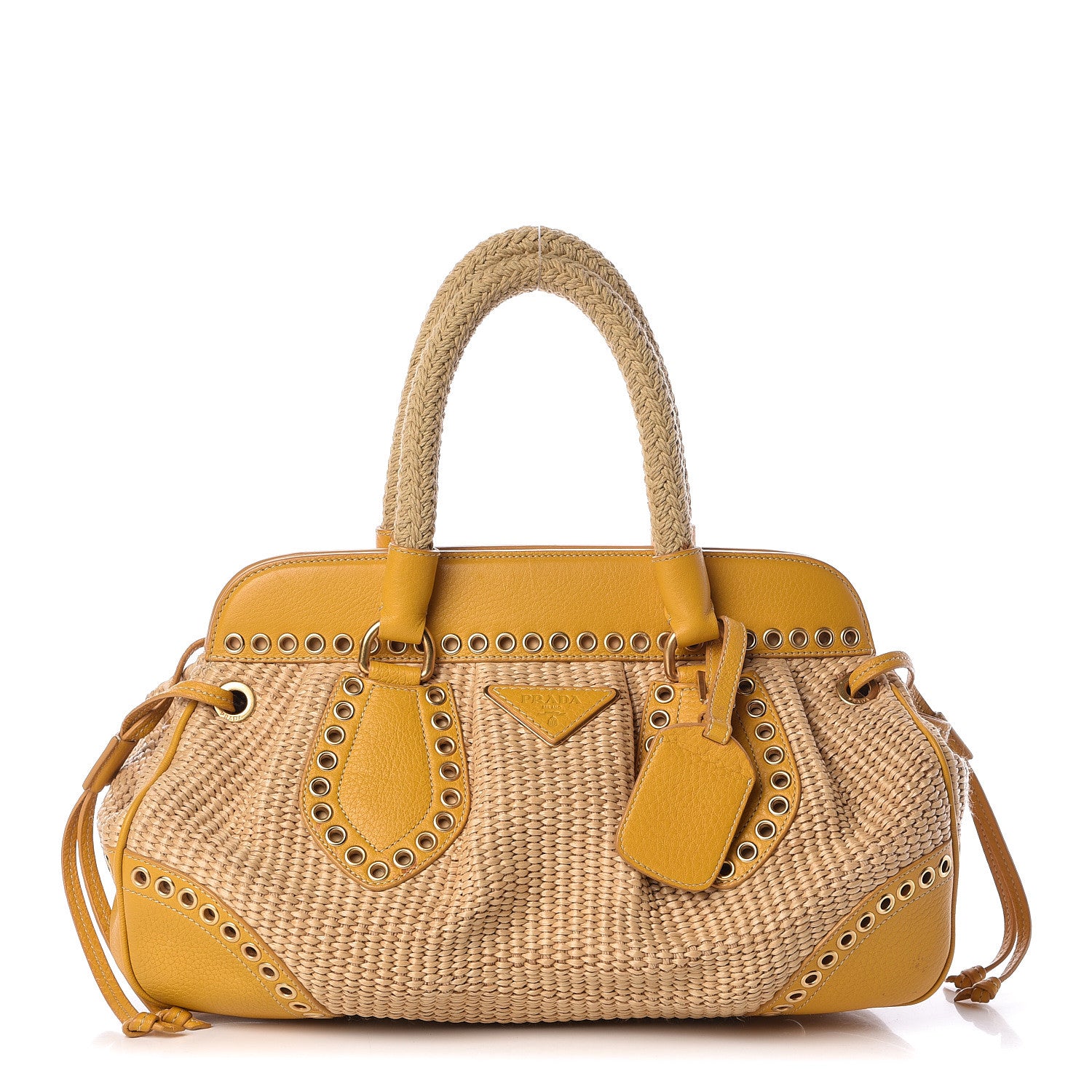 Prada Paglia Vitello Frame Satchel Naturale Mimosa 1 of 10