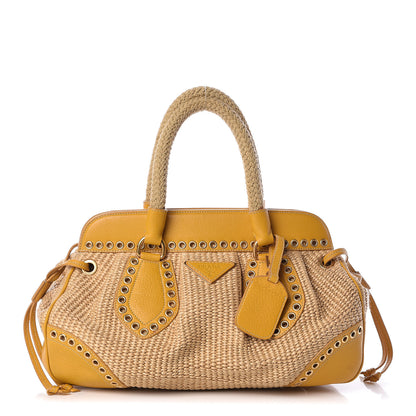 Prada Paglia Vitello Frame Satchel Naturale Mimosa 1 of 10