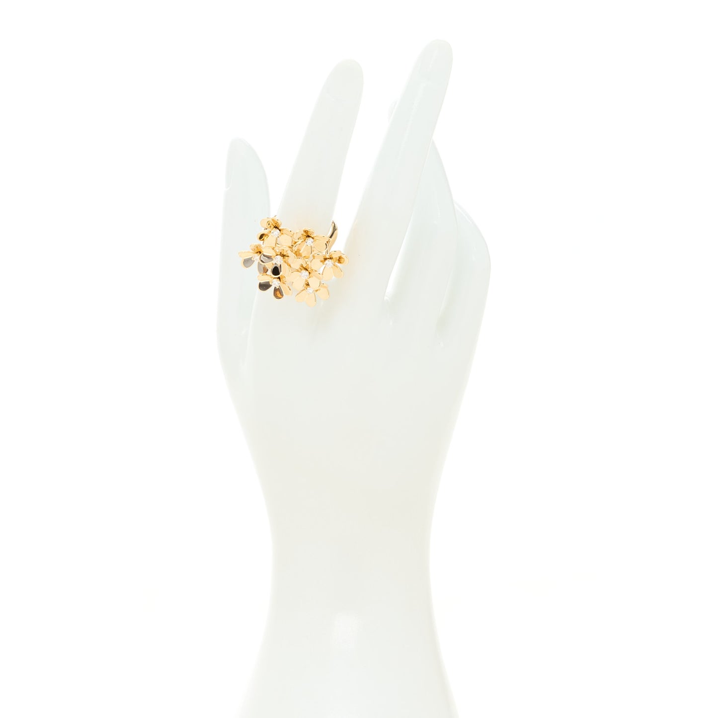 18K Yellow Gold Diamond Frivole 8 Flowers Ring 55 7.25