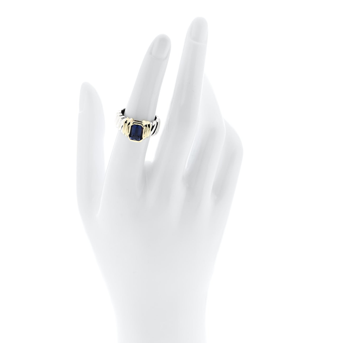 Sterling Silver 14K Yellow Gold Iolite Ring 53 6.25