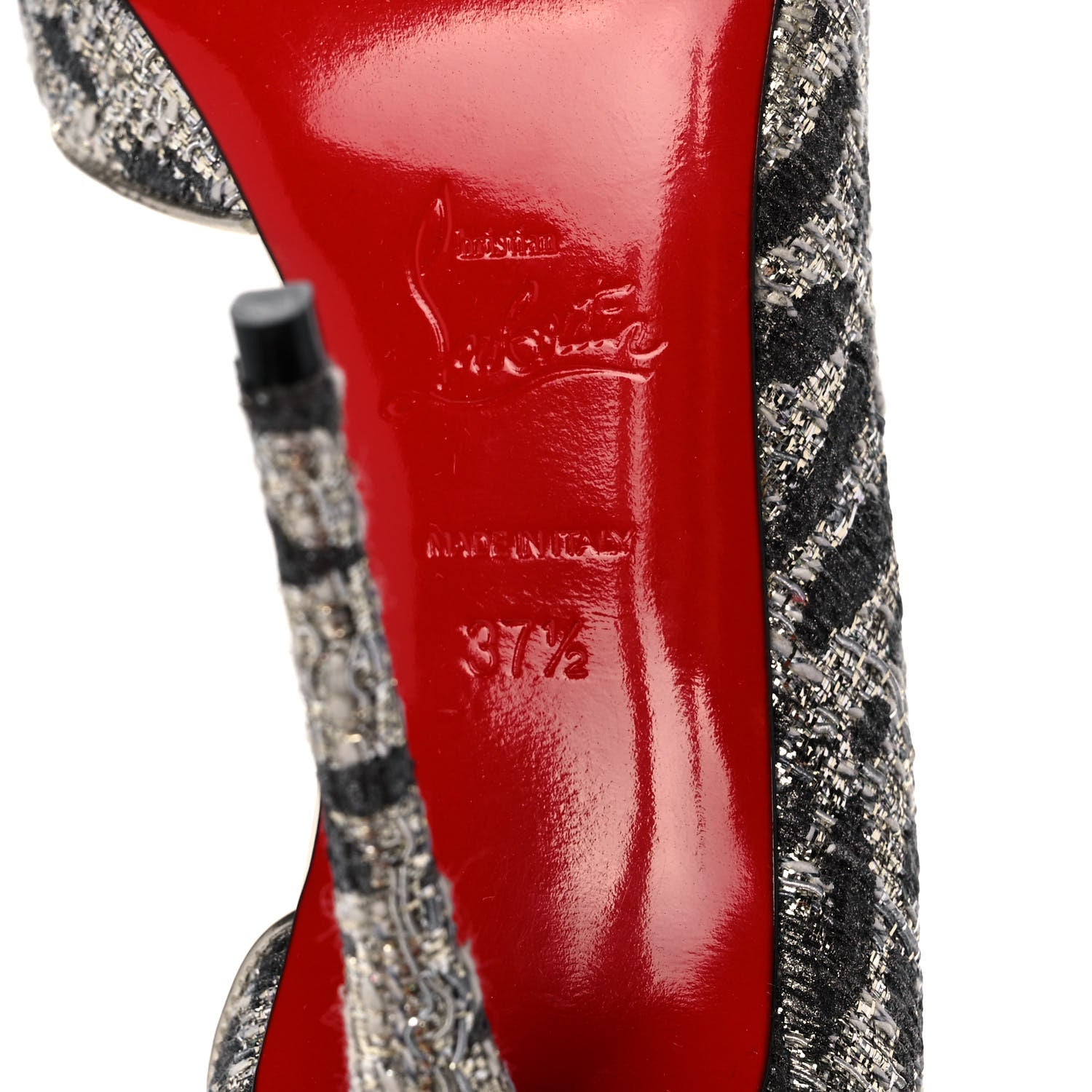 Christian Louboutin Lurex Gigi Specchio Iriza 100 Pumps 37.5 Black Light Gold 6 of 13