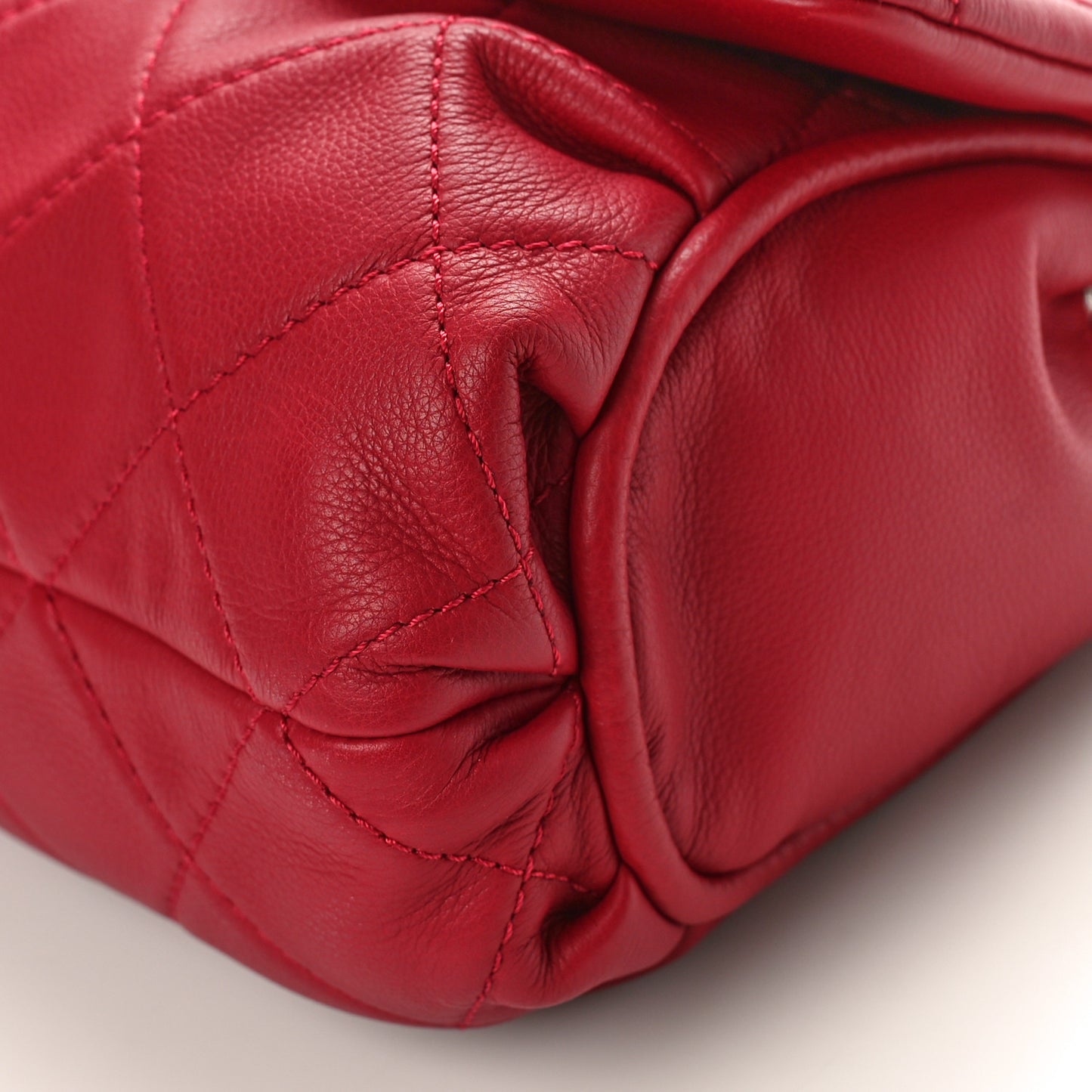 Calfskin Quilted CC Curvy Flap Red