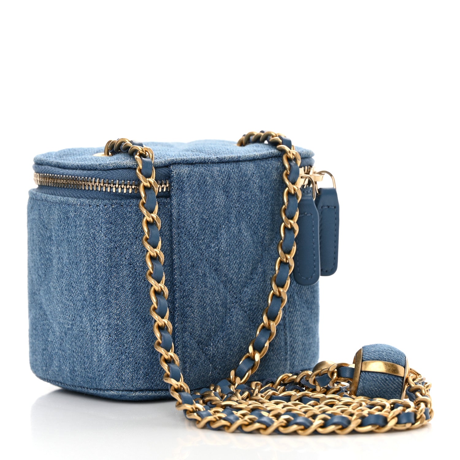 Chanel Denim Quilted Mini Pearl Crush Vanity Case With Chain 3 of 12