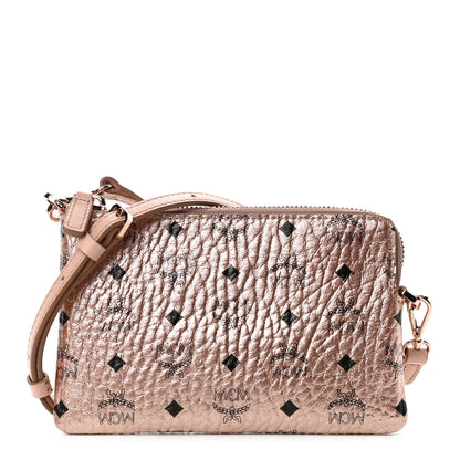 MCM Metallic Visetos Crossbody Tech Pouch Champagne Gold 1 of 9