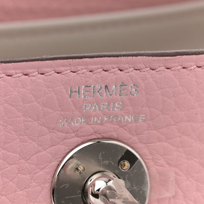 Hermes Taurillon Clemence Verso Mini Lindy 20 Rose Sakura Gris Perle 6 of 10