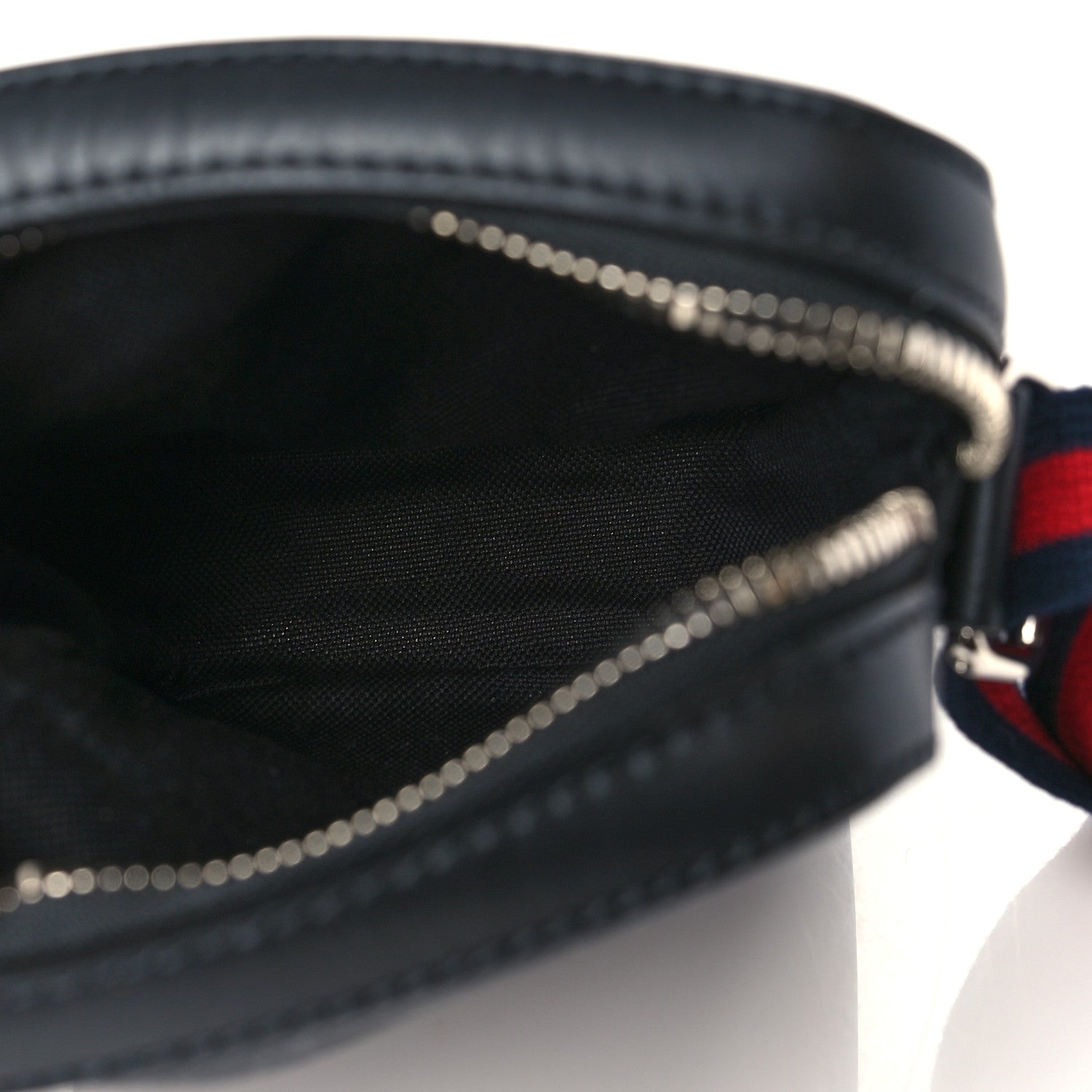 Gucci GG Supreme Monogram Appia Calfskin Web Small Camera Messenger Bag Black Grey 5 of 10