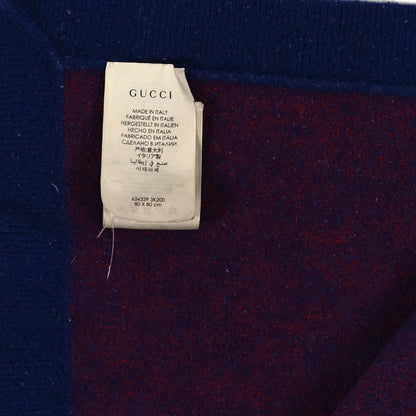 Gucci Wool GG Monogram Square Scarf Navy Red 3 of 3