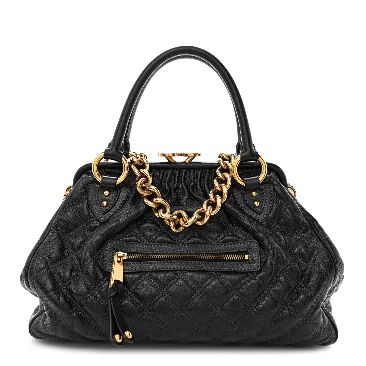 Calfskin Quilted Stam Black