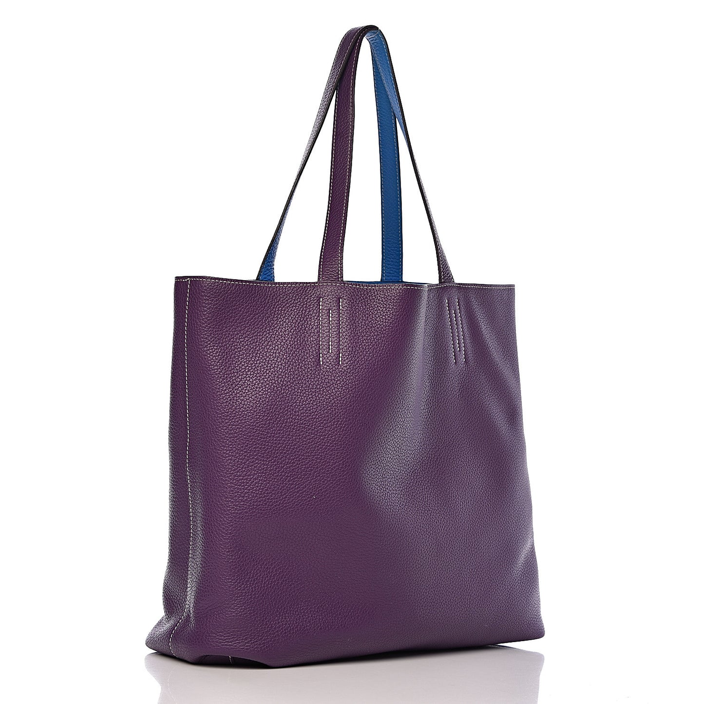 Taurillon Clemence Double Sens 45 Reversible Tote Bleu Zanzibar Ultraviolet