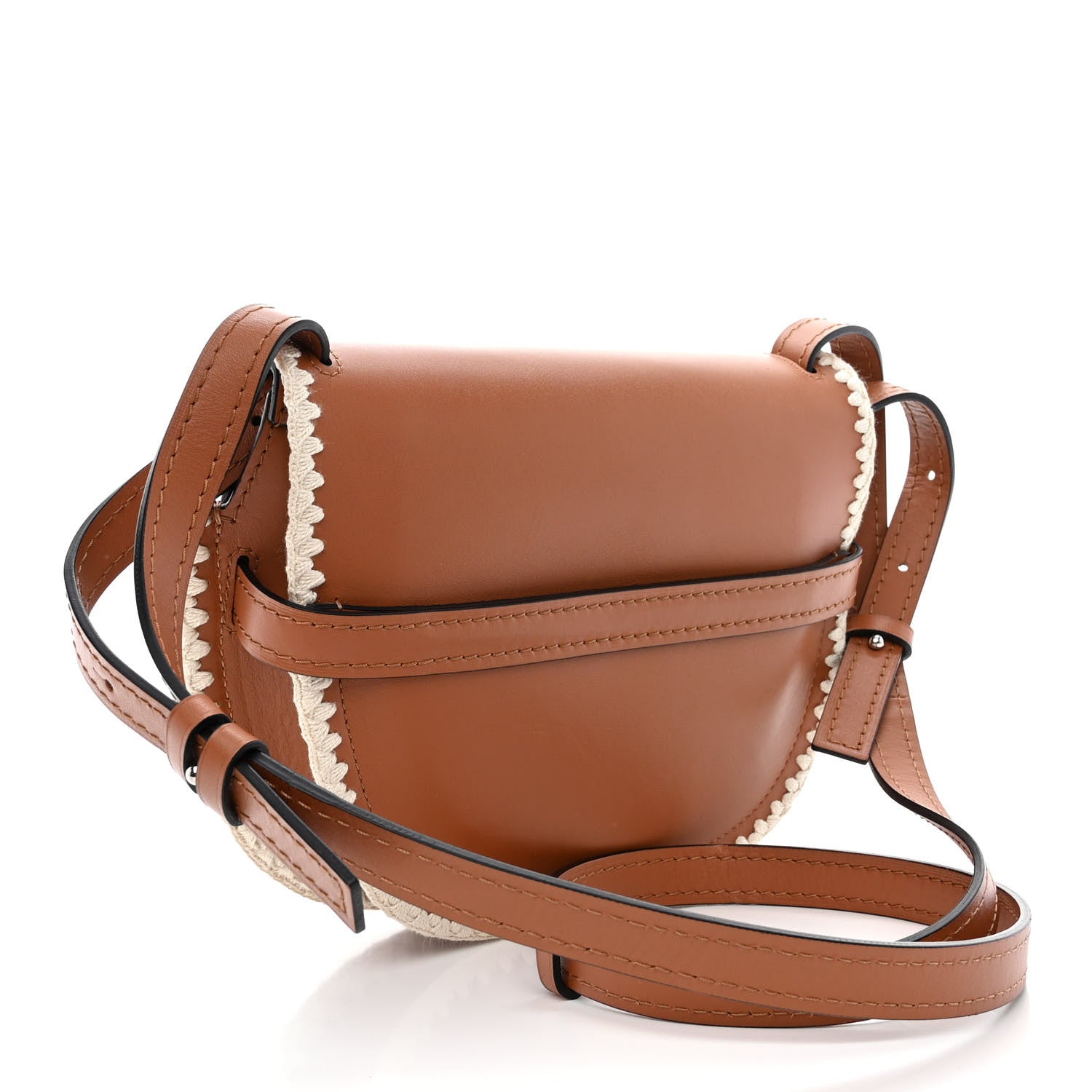 Loewe Calfskin Crochet Trim Small Gate Crossbody Bag Tan 3 of 10