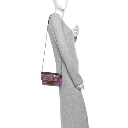 Fendi Ricamo Sequin Paillettes Vitello Grace FF Mini Baguette Rosa 2 of 11