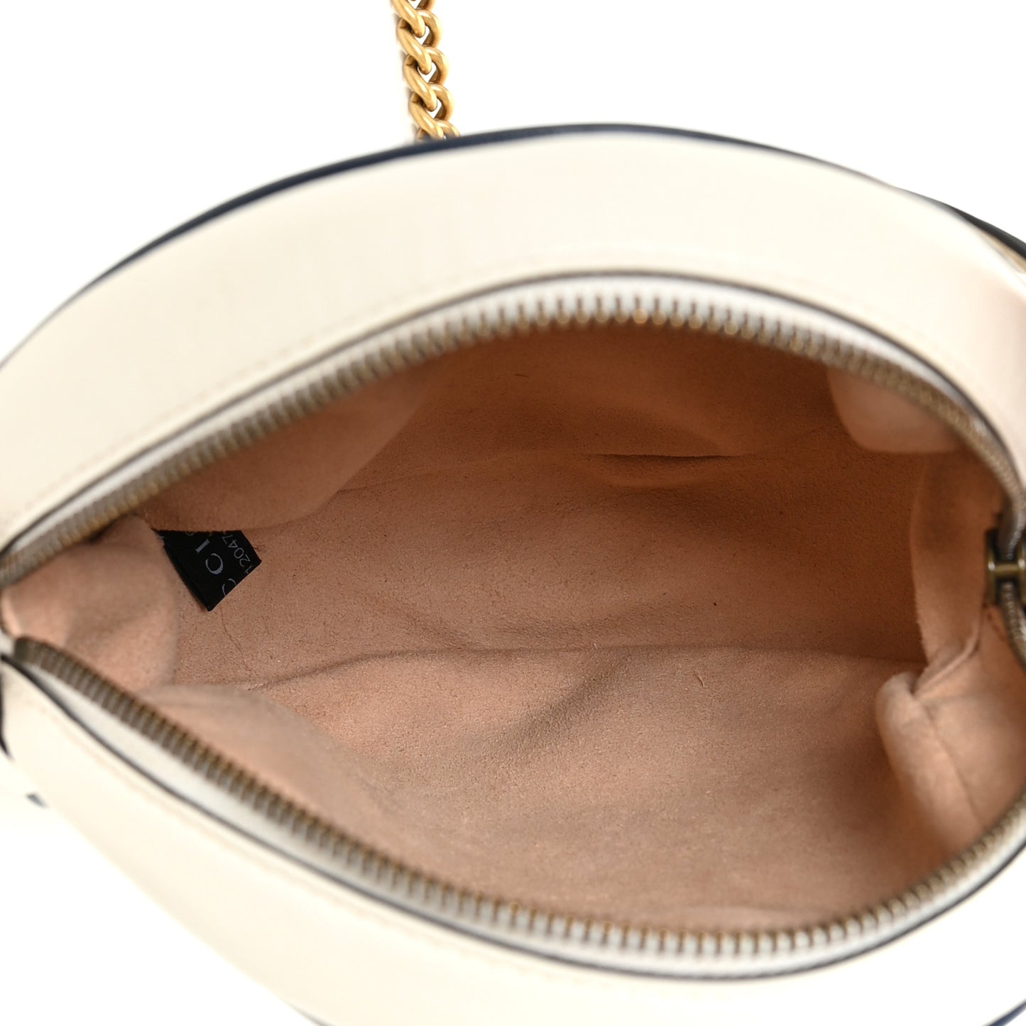 Azalea Calfskin Matelasse Diagonal Mini Torchon GG Marmont Round Shoulder Bag Mystic White Blue Agata