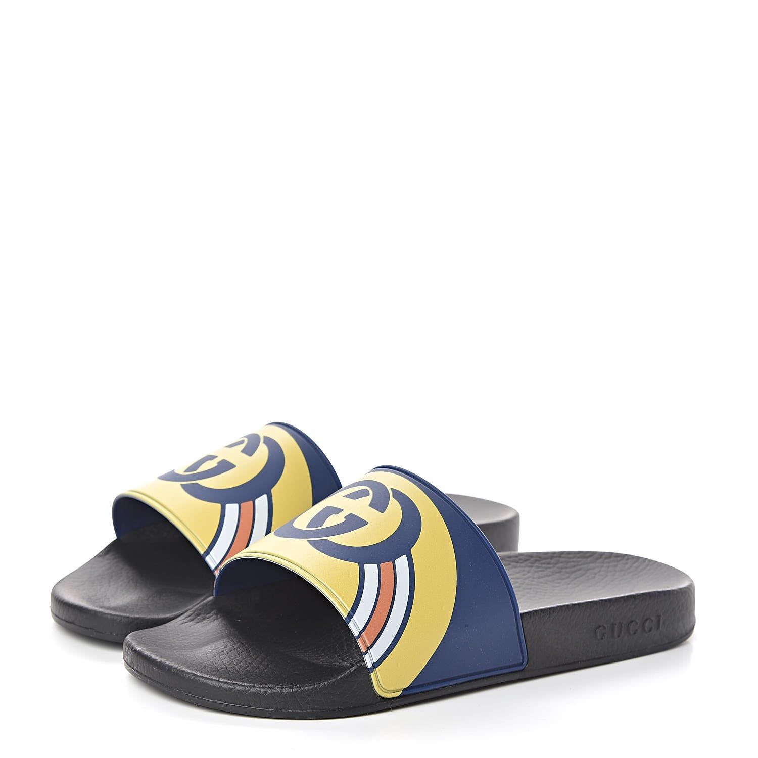 Gucci Rubber GG Rainbow Mens Pursuit Pool Slide Sandals 9 Electric Blue Multicolor 3 of 9