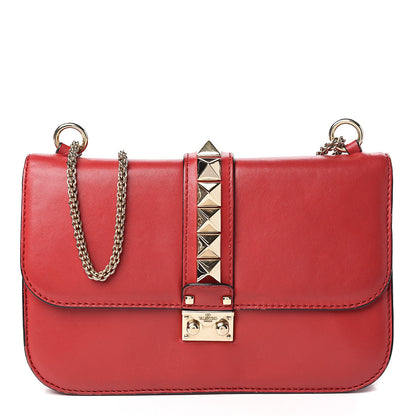 Valentino Garavani Vitello Medium Glam Lock Rockstud Flap Red 1 of 10