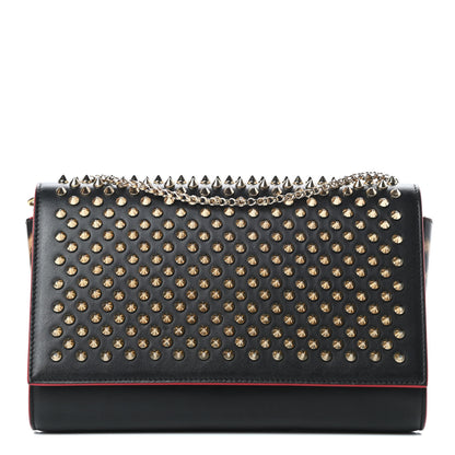 Christian Louboutin Calfskin Patent Leopard Spikes Paloma Clutch Black 1 of 15