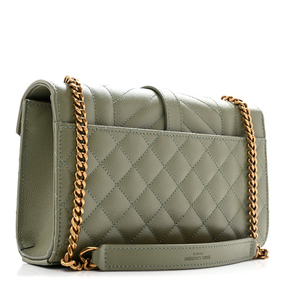 Saint Laurent Grain De Poudre Textured Mixed Matelasse Triquilt Small Monogram Satchel  Light Sage 3 of 10