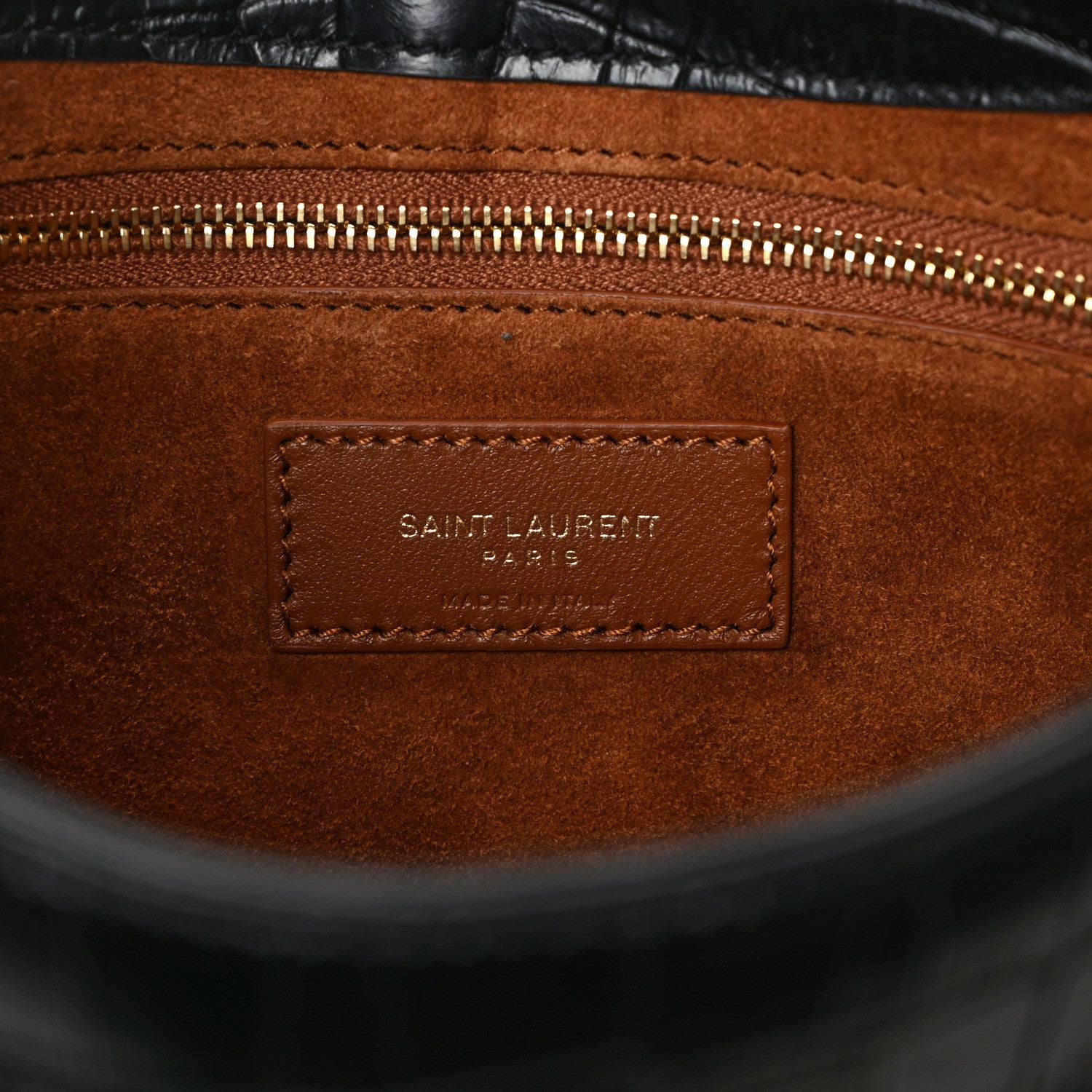Saint Laurent Calfskin Crocodile Embossed Le 5 A 7 Hobo Black 6 of 8
