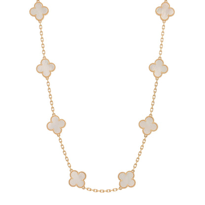 Van Cleef & Arpels 18K Yellow Gold Mother of Pearl 10 Motifs Vintage Alhambra Necklace 1 of 3