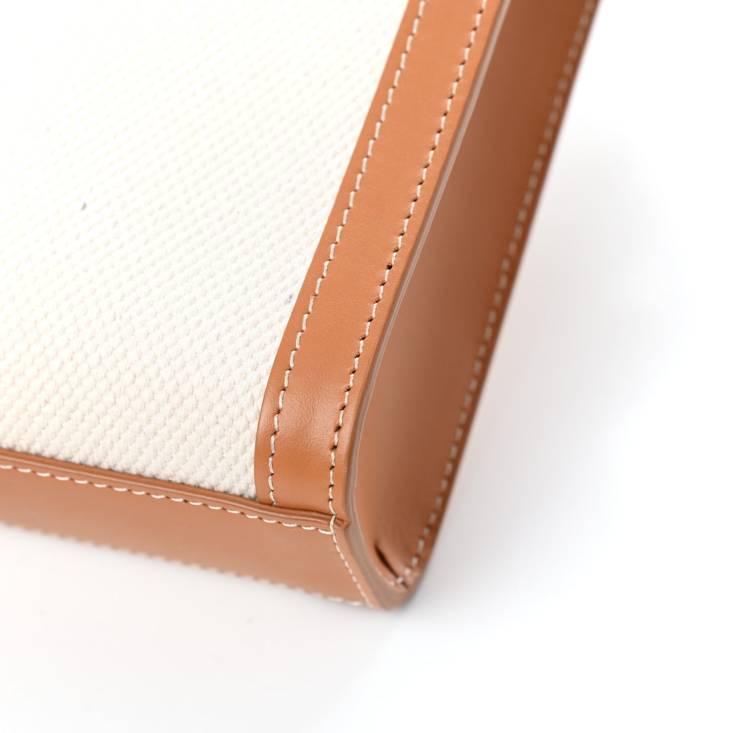 Canvas Calfskin Mini Vertical Cabas Natural Tan