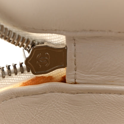 Chanel Glazed Calfskin Raffia Vanity Case Bag White Beige 11 of 12