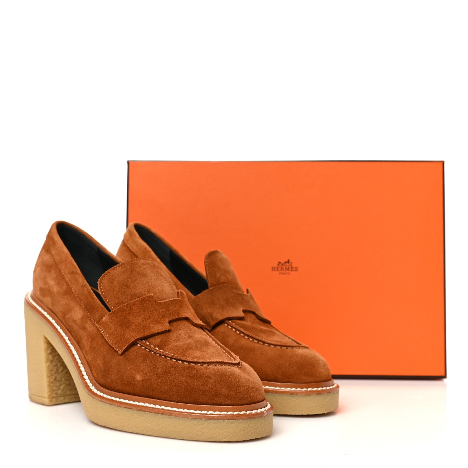Hermes Suede Goatskin Didi 70 Loafers 36.5 36.5 Marron Iroko 8 of 8