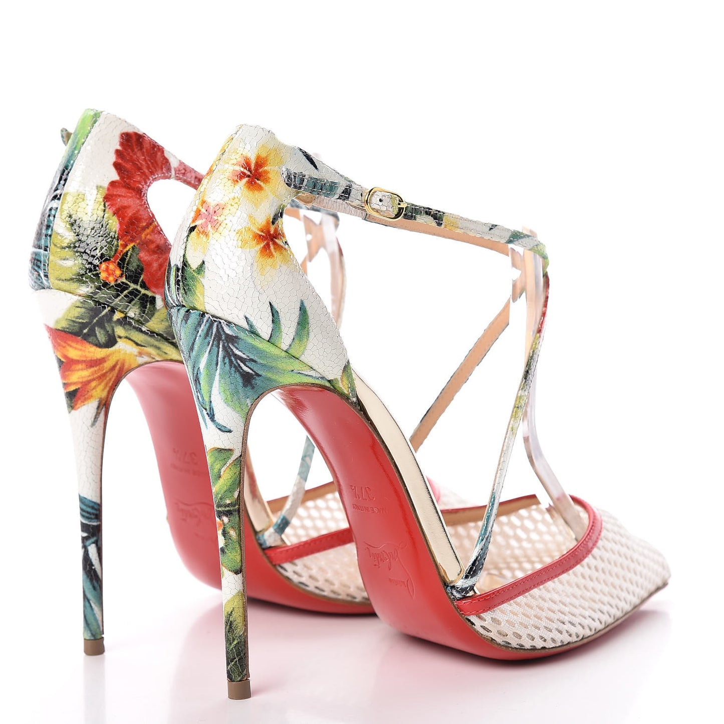 Resille Racket Patent Hawaii Print Cross Blake 120 Pumps 37.5 Version White