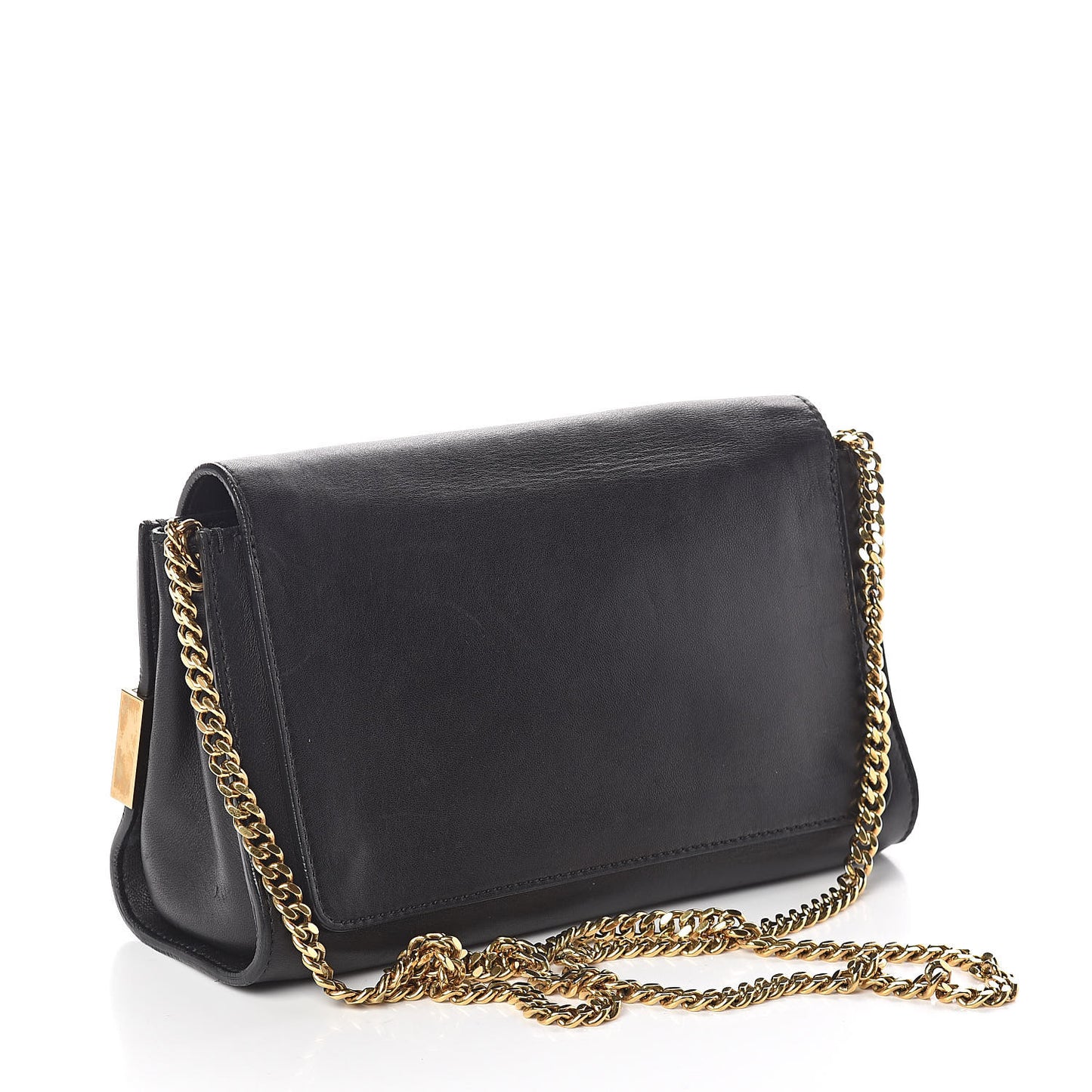 Lambskin Medium Elle Chain Clutch Black