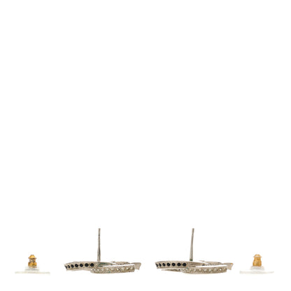 Chanel Crystal Timeless CC Earrings Silver Black 3 of 5