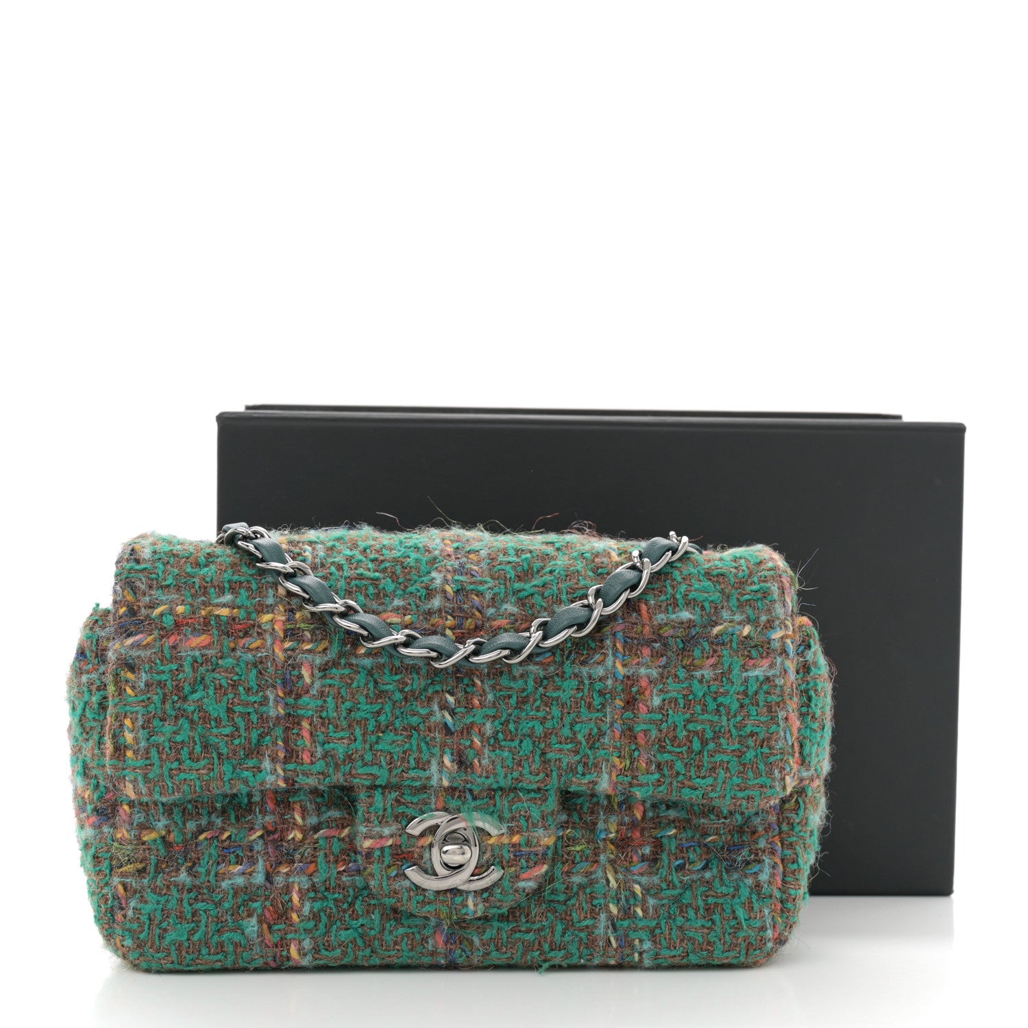 Chanel Tweed Quilted Mini Rectangular Flap Green 11 of 11