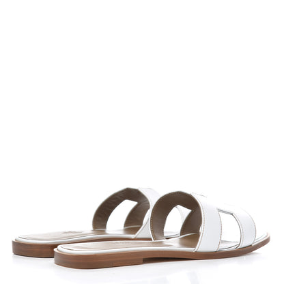 Hermes Box Calfskin Oran Sandals 38 White 4 of 11