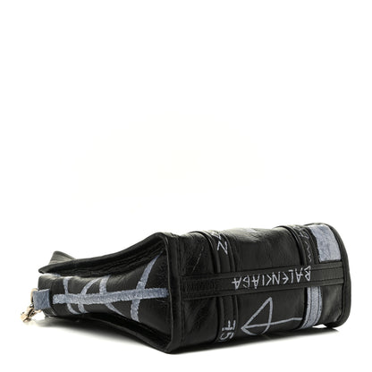 Balenciaga Agneau Arena Graffiti All Over XS Bazar Shopper Tote Black White 4 of 11
