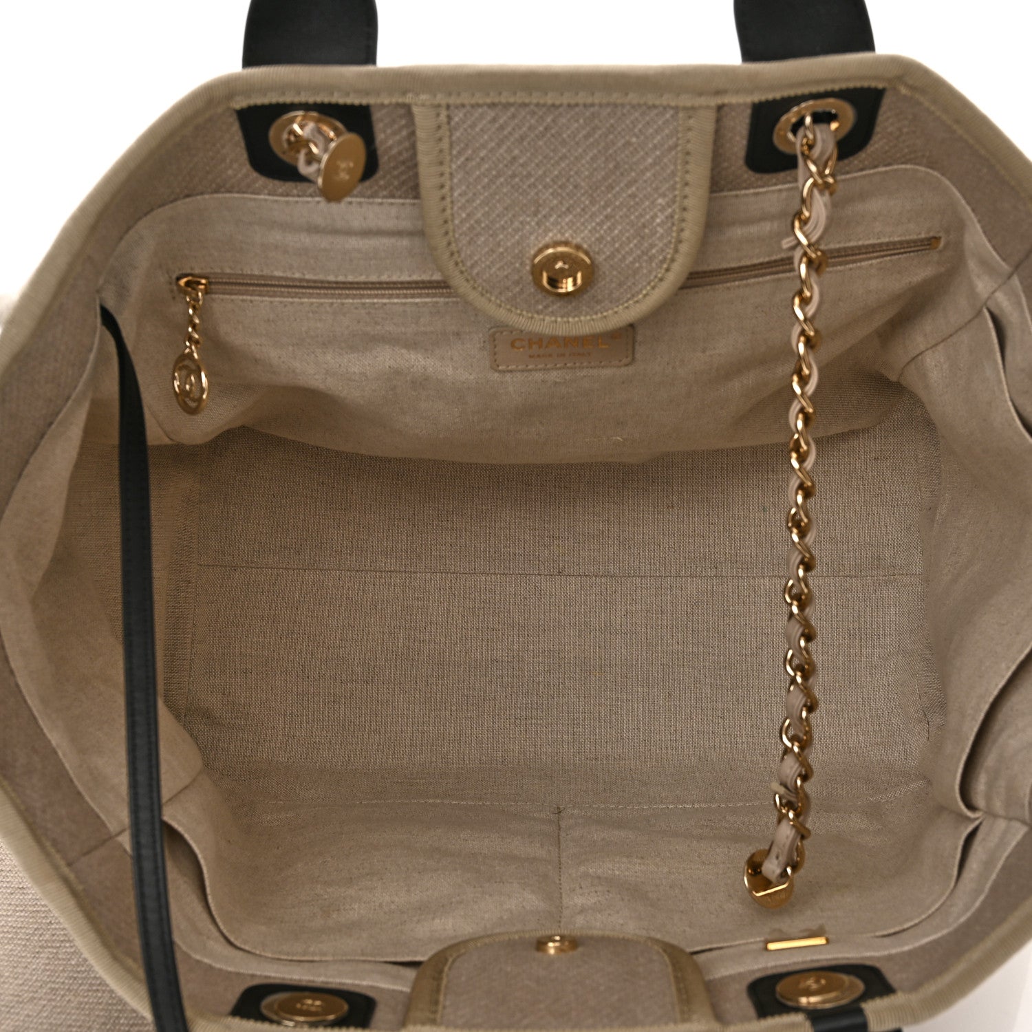 Chanel Mixed Fibers Medium Deauville Tote Beige Black 6 of 11