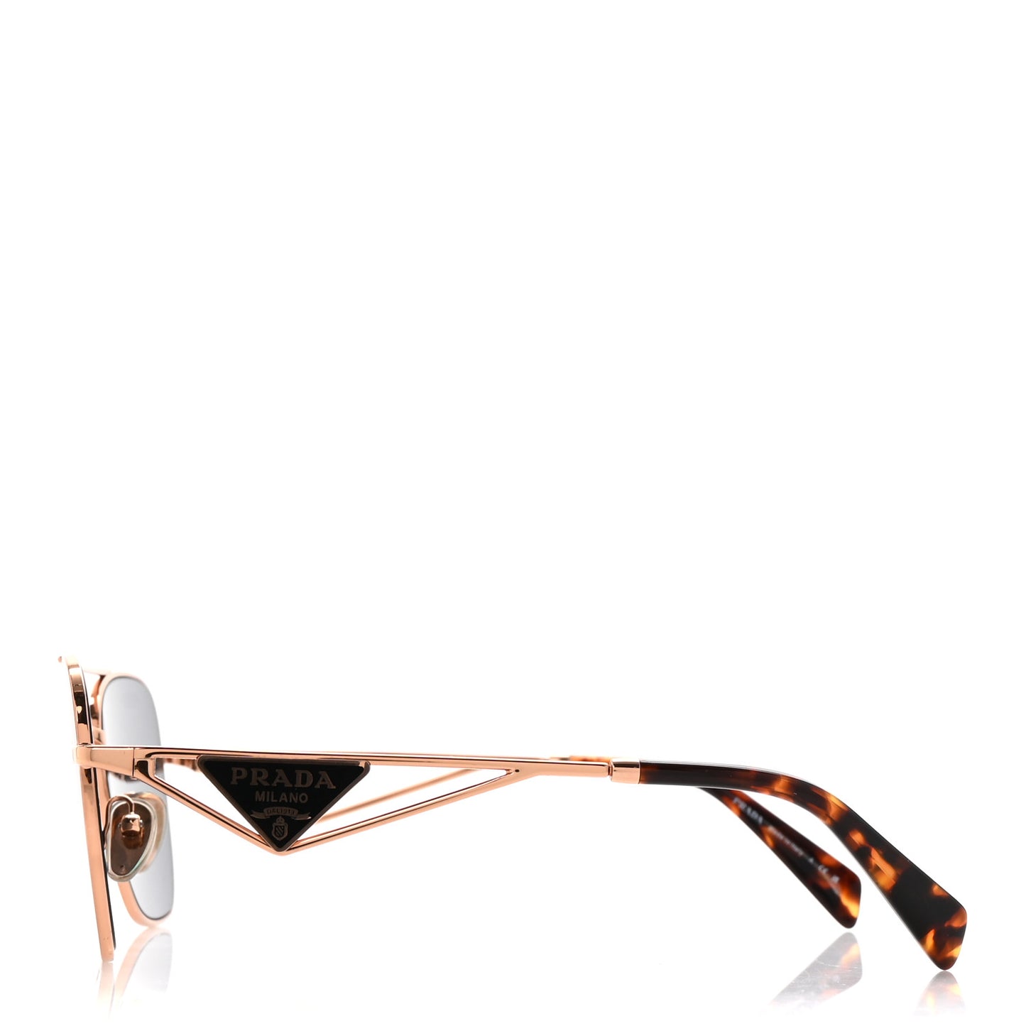 Metal Symbole Triangle Logo Aviator Sunglasses SPR A50 Gold Tortoise Brown
