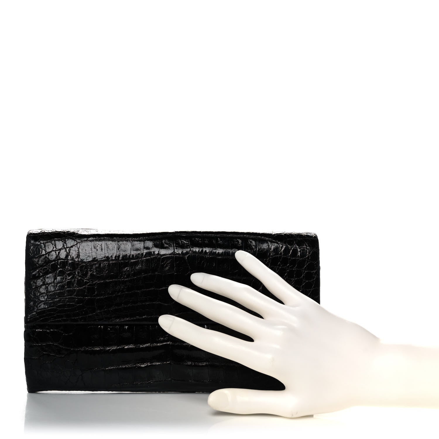 Nancy Gonzalez Crocodile Foldover Clutch Black 2 of 9