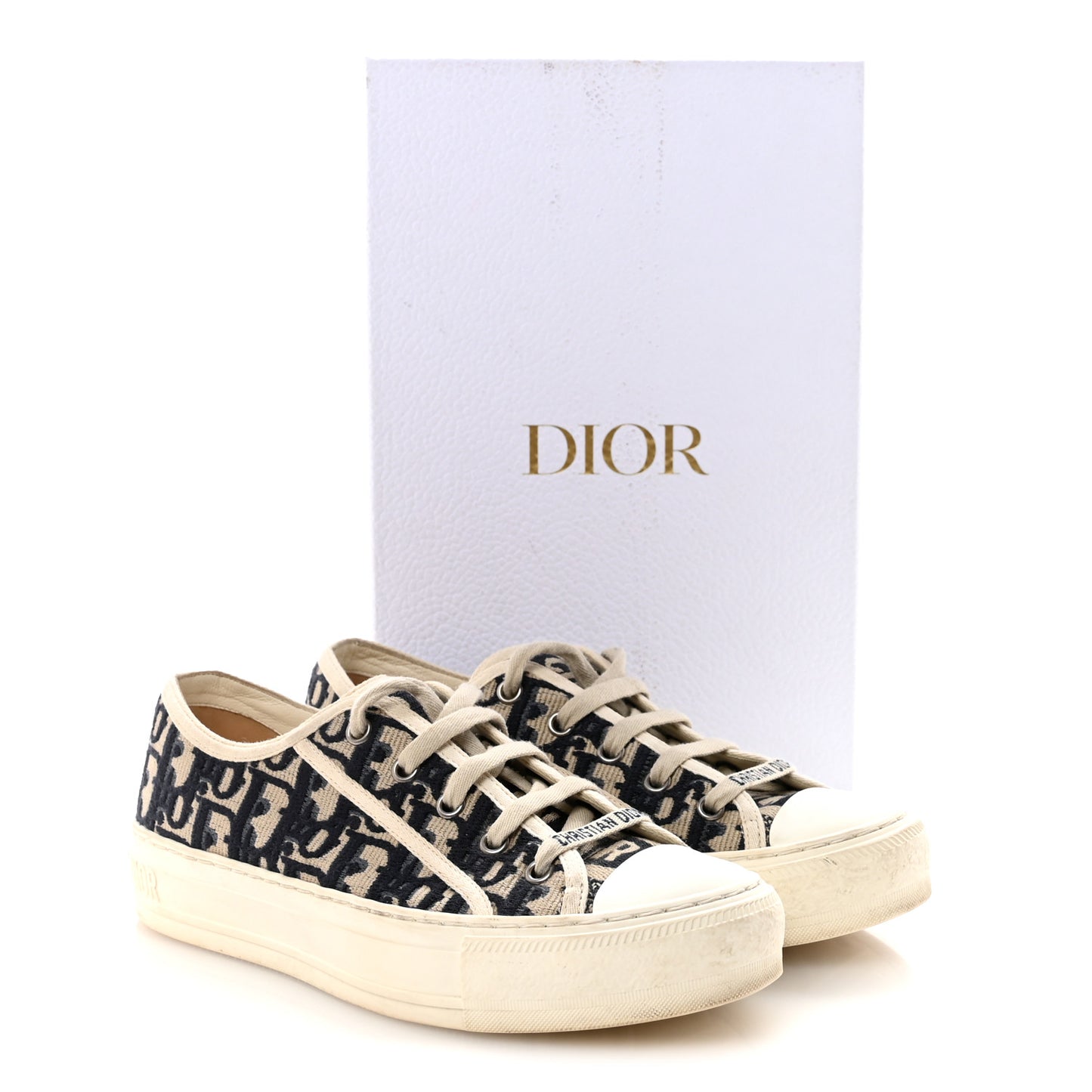 Canvas Oblique Walk'N'Dior Low Top Sneakers 36.5 Deep Blue