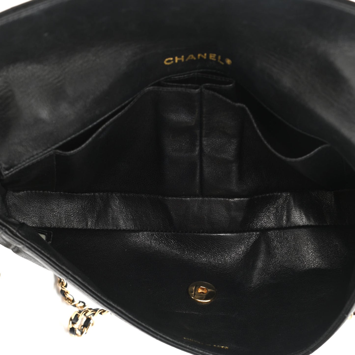 Lambskin East West Chocolate Bar Flap Black