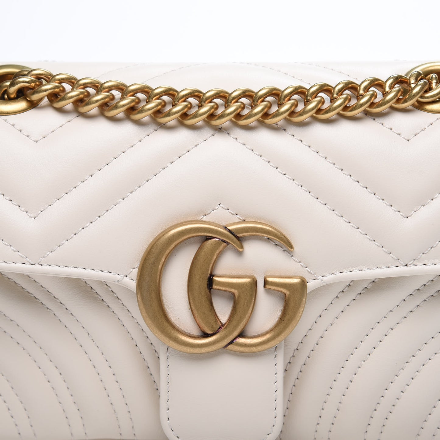 Calfskin Matelasse Mini GG Marmont Shoulder Bag White