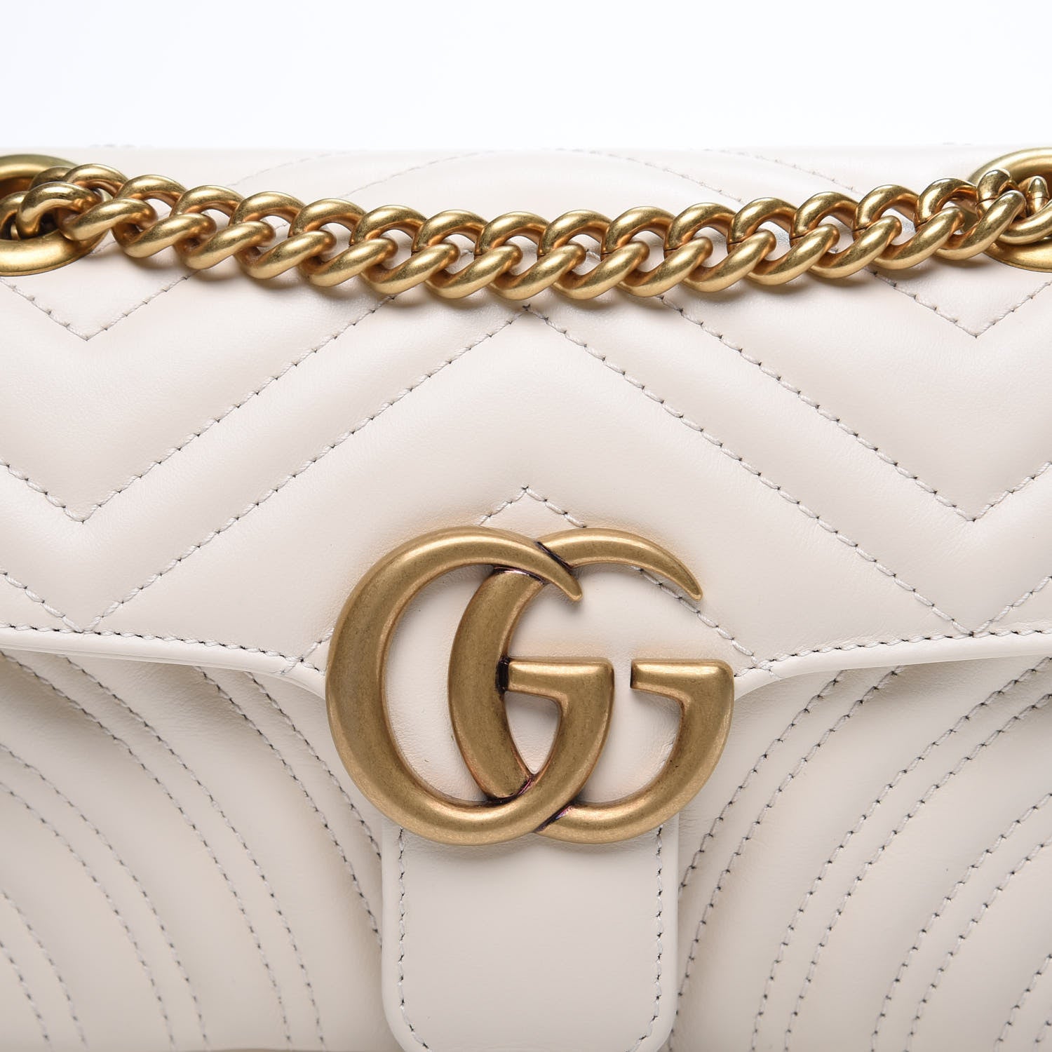 Gucci Calfskin Matelasse Mini GG Marmont Shoulder Bag White 9 of 11