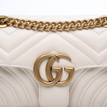 Gucci Calfskin Matelasse Mini GG Marmont Shoulder Bag White 9 of 11